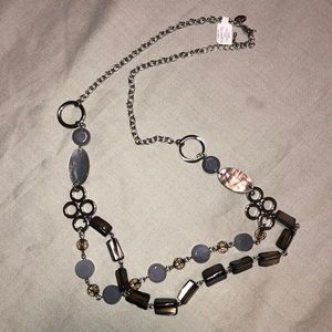 Lia Sophia double stranded silver beaded necklace